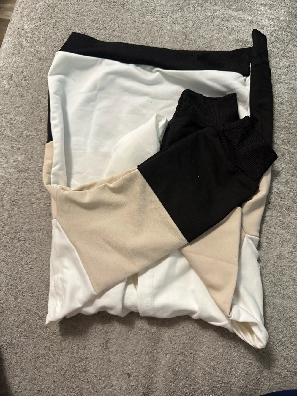 Colorblock Hooded Sweatshirt with Script Logo - Black, Cream, White